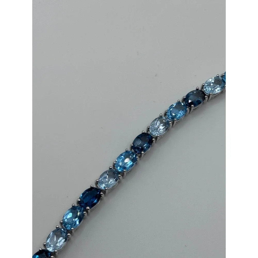 EMA Signed Sterling Silver Shades of Blue Tennis Bracelet